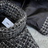 4way shiny tweed padded down jacket