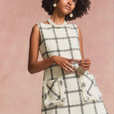 Window Check Tweed Mini Dress