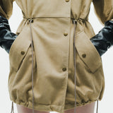 Suede-Like Drawstring Jacket