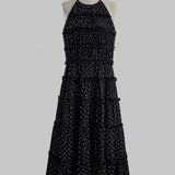 2way lace stripe long dress