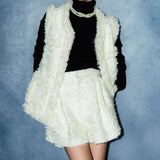 flower spangle tweed gilet