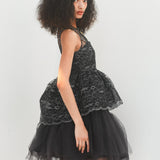 flower lace glitter peplum tops