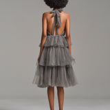 Tiered Tulle Back Ribbon Dress