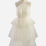 Tiered Tulle Back Ribbon Dress