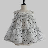 Dot organdy flare tops