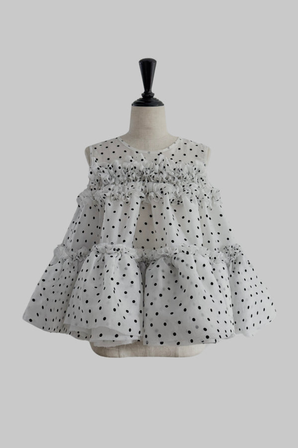 Dot organdy flare tops