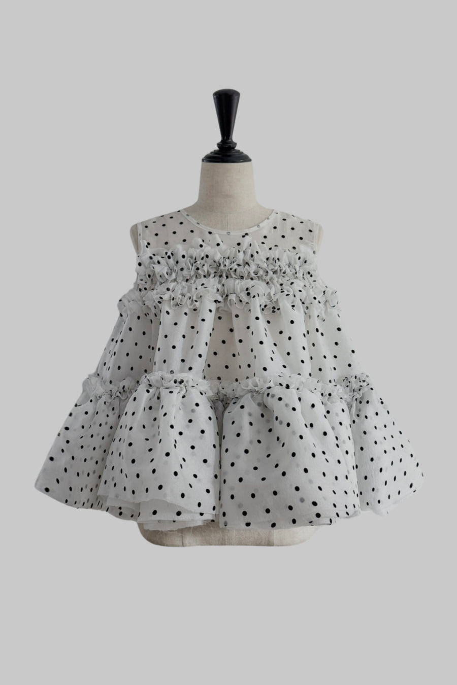 Dot organdy flare tops