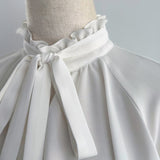 【即納】Soft Bow Frill Blouse