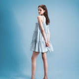 holder neck tiered mini dress