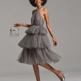 Tiered Tulle Back Ribbon Dress