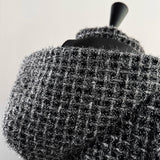 4way shiny tweed padded down jacket