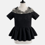 Lace Open Shoulder Peplum Tops