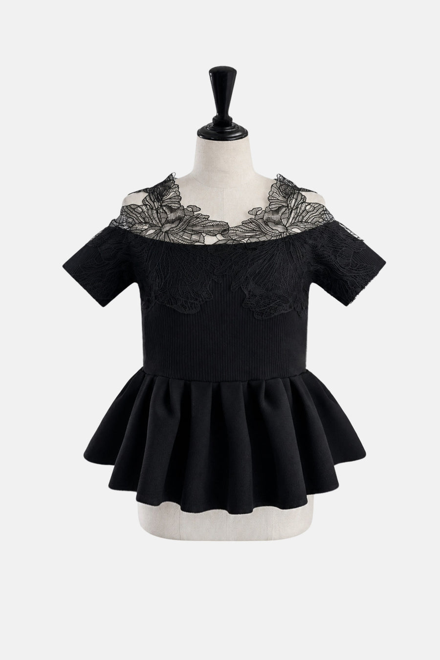 Lace Open Shoulder Peplum Tops