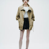 Suede-Like Drawstring Jacket
