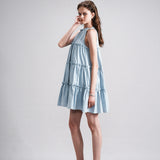 holder neck tiered mini dress