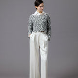 glossy tuck wide pants