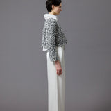 glossy tuck wide pants