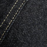 gold button collarless denim jacket