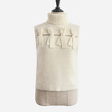 sleeve less ribbon slit knit