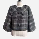 check jacquard cocoon sleeve jacket