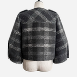 check jacquard cocoon sleeve jacket