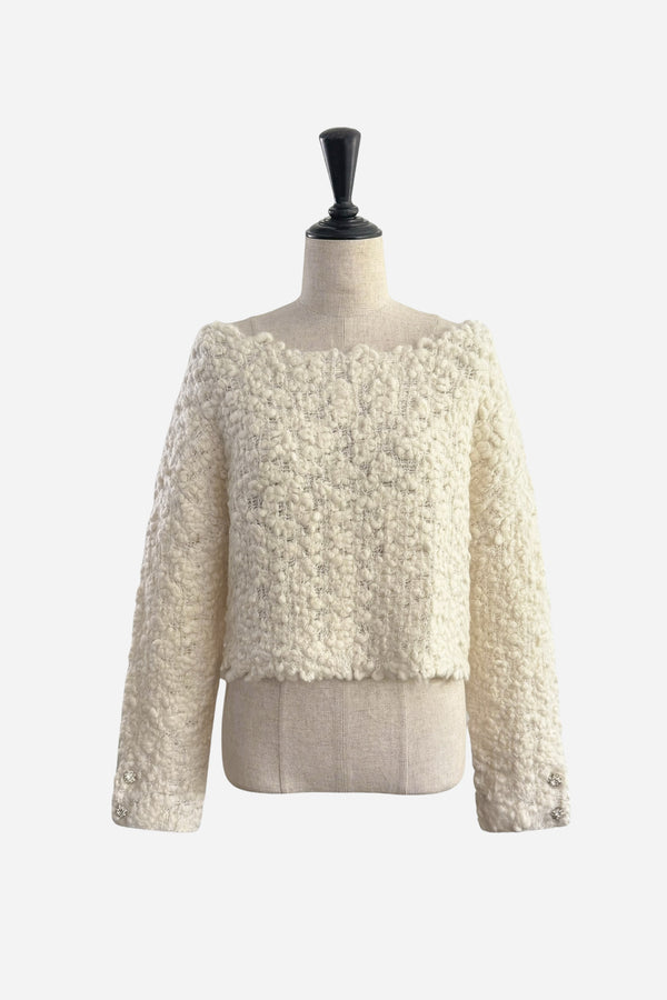 bijou button bubble cropped knit