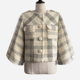 check jacquard cocoon sleeve jacket