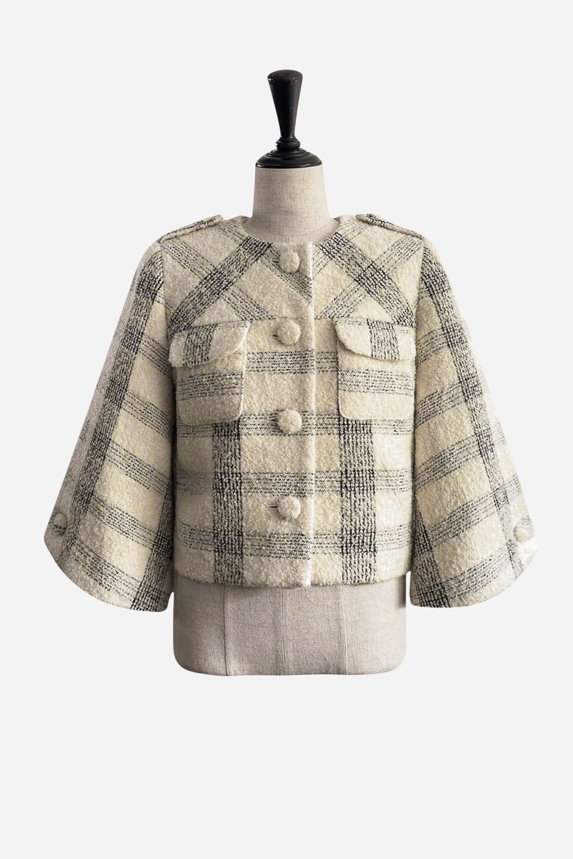 sheller シェリエ ツイード チェック ラップキュロット glitter check tweed jacket – shéller / シェリエ