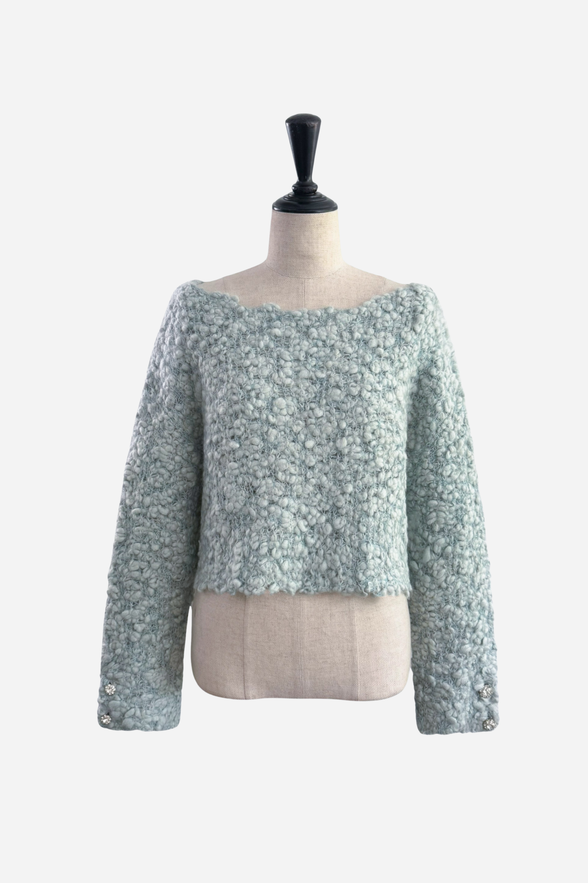 bijou button bubble cropped knit – shéller / シェリエ bijou button bubble cropped knit – shéller / シェリエ