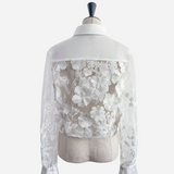 3D flower X embroidery blouse
