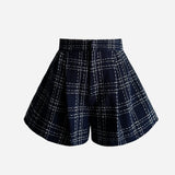 pantalon court en tweed à carreaux