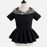 Lace Off Shoulder Peplum Tops