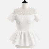Lace Off Shoulder Peplum Tops