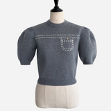 half sleeve stitch knit tops