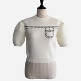 half sleeve stitch knit tops