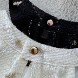 candy check tweed ruffle frill tops