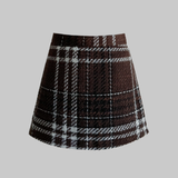 culotte en tweed à carreaux de laine