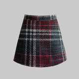 culotte en tweed à carreaux de laine