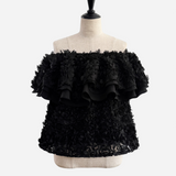 3D flower ruffle tops