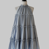 holder neck tiered mini dress
