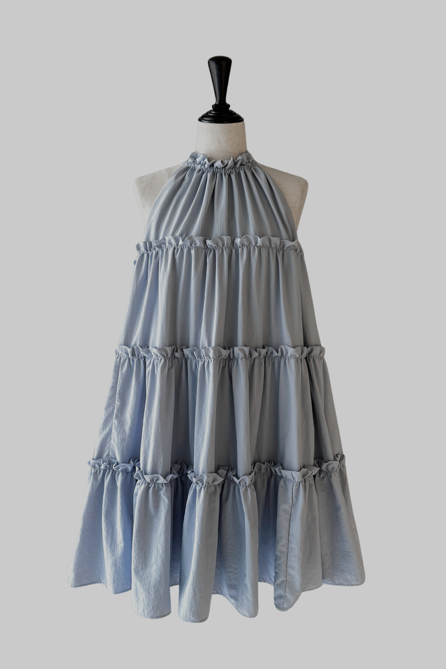 holder neck tiered mini dress