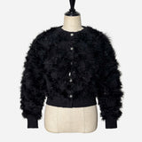 feather fur cardigan