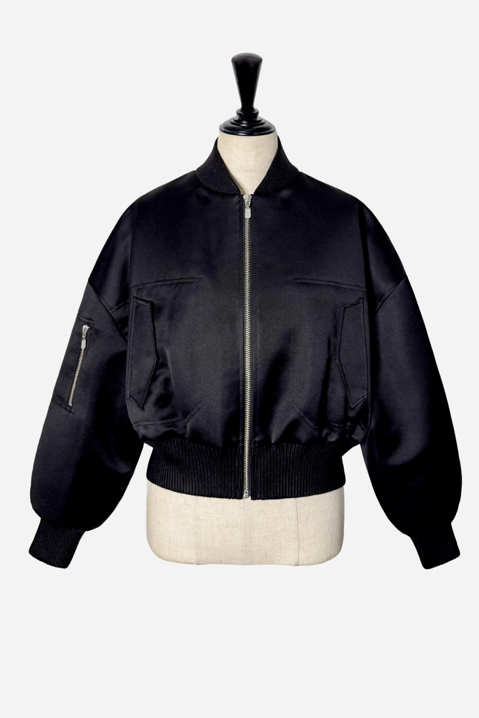 Lady Zip Satin Blouson – shéller / シェリエ Lady Zip Satin Blouson – shéller / シェリエ