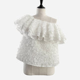 3D flower ruffle tops
