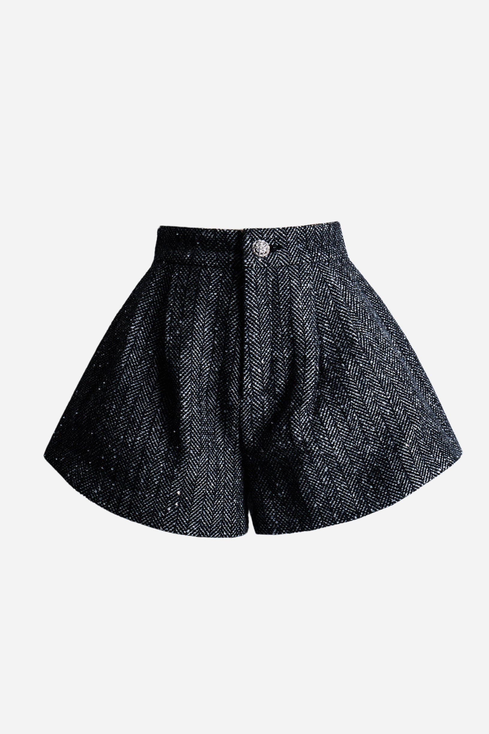 sheller シェリエ ツイードタックフレアショートパンツ 黒 S sheller シェリエ ツイードタックフレアショートパンツ 黒 S