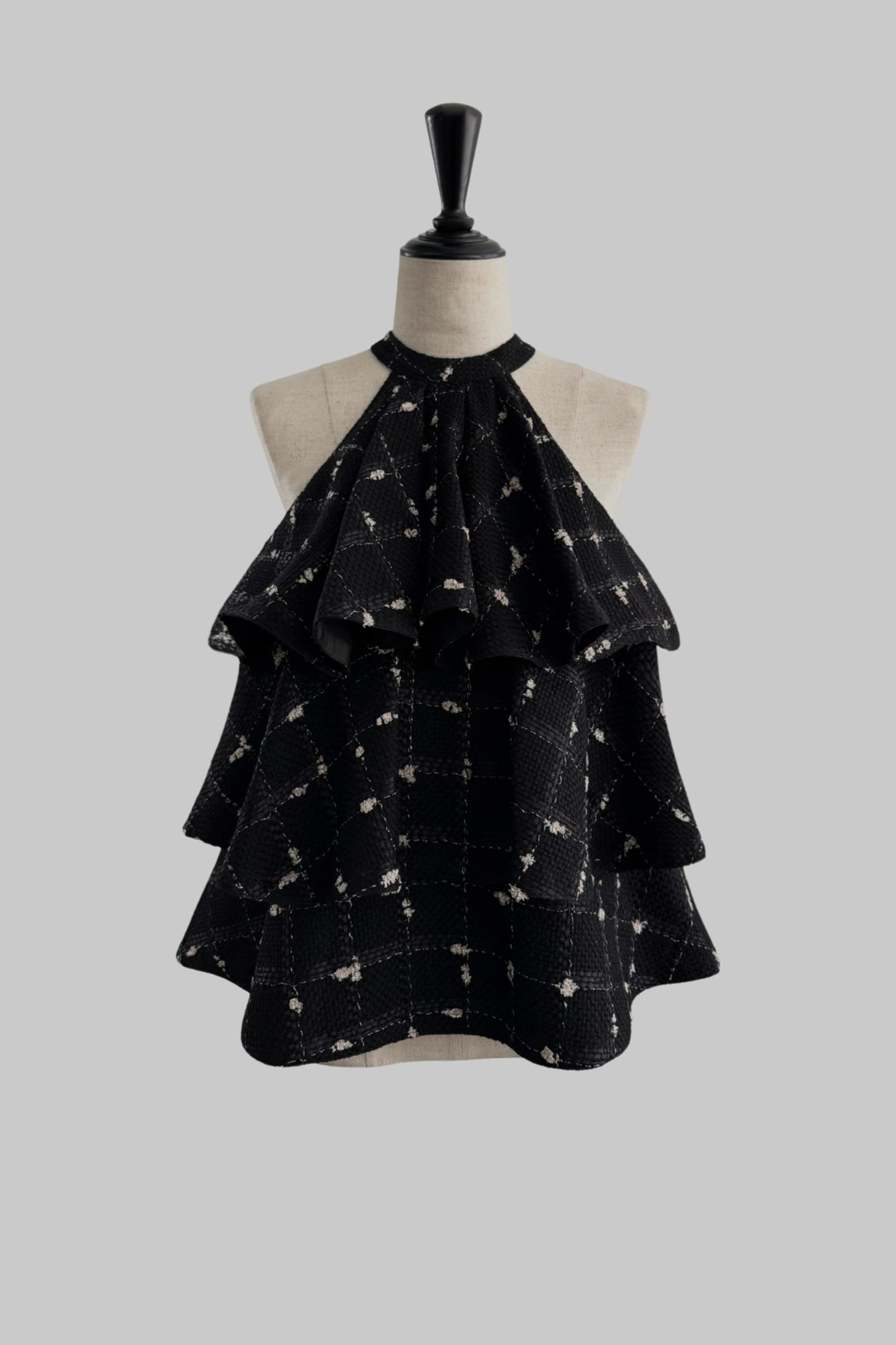 sheller candy check tweed ruffe frill完売 candy check tweed ruffle frill tops – shéller / シェリエ