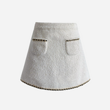 gold chain tweed culottes