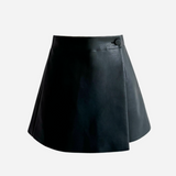 Leather-like wrap culottes