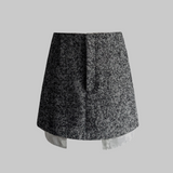 herringbone shirt layered like skirt
