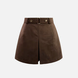 Suede Front-Belt Culottes